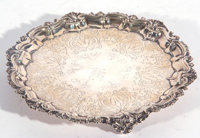 Lot 17A - Edward VII silver card salver with pie crust...