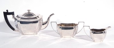Lot 54A - Three piece white metal tea set comprising...