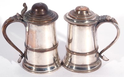 Lot 177 - Two Georgian old Sheffield plated tankards...