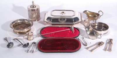 Lot 183 - A box of silver plated wares to include two...