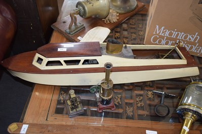 Lot 315 - Early 20th Century hardwood model boat, 90 cm...