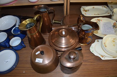 Lot 515 - MIXED LOT:  VARIOUS ASSORTED COPPER WARES TO...