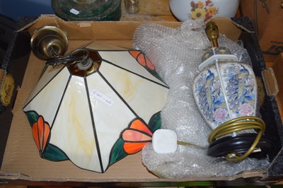 Lot 665 - MODERN ORIENTAL TABLE LAMP AND A TIFFANY STYLE...