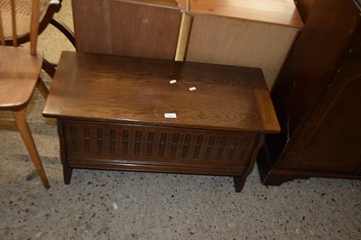 Lot 297 - SMALL OAK BLANKET BOX WITH CARVED DECORATION,...