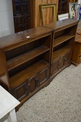 Lot 309 - PAIR OF 20TH CENTURY OAK BOOKCASE CABINETS...