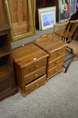 Lot 310 - TWO PINE THREE DRAWER BEDSIDE CABINETS