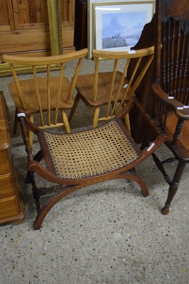 Lot 311 - CANE SEATED X FRAME STOOL, 68 CM WIDE