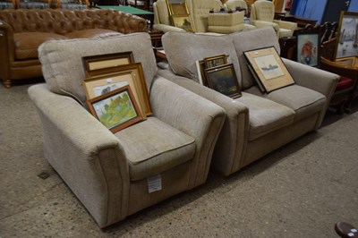 Lot 314 - TWO SEATER SOFA AND ACCOMPANYING ARMCHAIR
