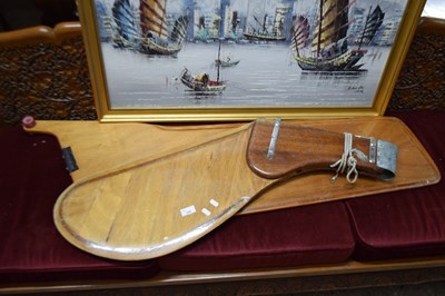 Lot 320 - TWO POLISHED WOODEN BOAT RUDDERS, LARGEST IS...
