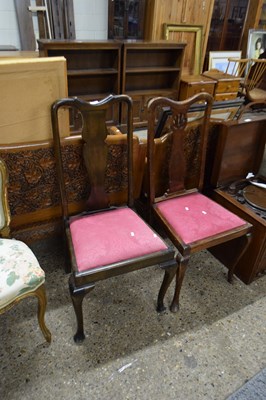 Lot 328 - TWO EDWARDIAN CABRIOLE LEGGED DINING CHAIRS