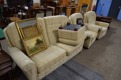 Lot 338 - MODERN FOUR PIECE LOUNGE SUITE COMPRISING TWO...