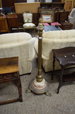 Lot 349 - HEAVY BRASS AND CERAMIC MOUNTED STANDARD LAMP...