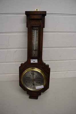 Lot 38 - ART DECO STYLE ANEROID BAROMETER AND THERMOMETER