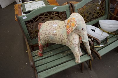 Lot 805 - VINTAGE FABRIC COVERED TOY ELEPHANT