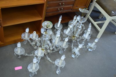 Lot 816 - PAIR OF 20TH CENTURY CLEAR GLASS CHANDELIERS