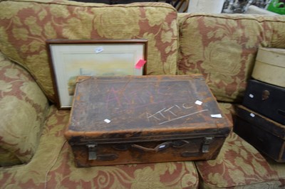 Lot 853 - BROWN LEATHER SUITCASE