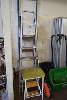 Lot 890 - TWO STEP LADDERS PLUS TWO PAIRS OF SMALLER...