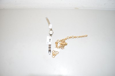 Lot 116 - LADIES WRIST WATCH AND A GOLD PLATED NECKLACE
