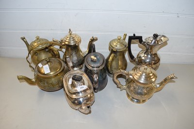 Lot 151 - MIXED LOT: VARIOUS SILVER PLATED TEAPOTS AND...