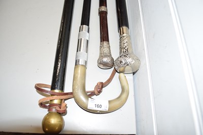 Lot 160 - FOUR VARIOUS WALKING STICKS TO INCLUDE WHITE...