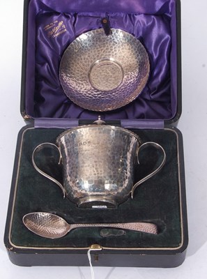 Lot 105 - Edward VII silver double handled porringer in...