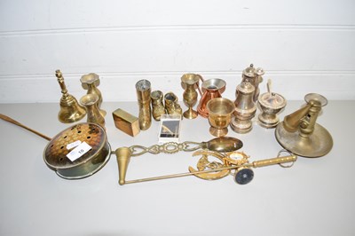 Lot 10 - MIXED LOT: VARIOUS BRASS ORNAMENTS, SILVER...