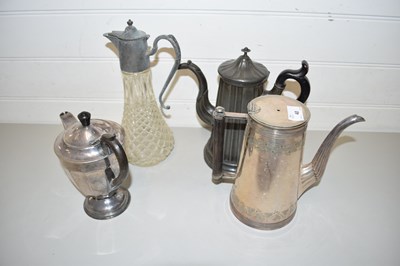 Lot 40 - MIXED LOT: SILVER PLATED COFFEE POTS, CLARET...