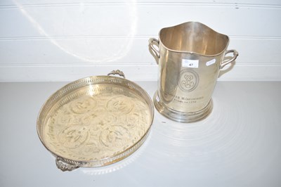 Lot 47 - SILVER PLATED CHAMPAGNE COOLER, MARKS TO THE...