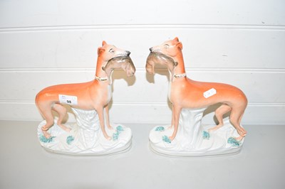 Lot 98 - PAIR OF STAFFORDSHIRE MODELS OF GREYHOUNDS...