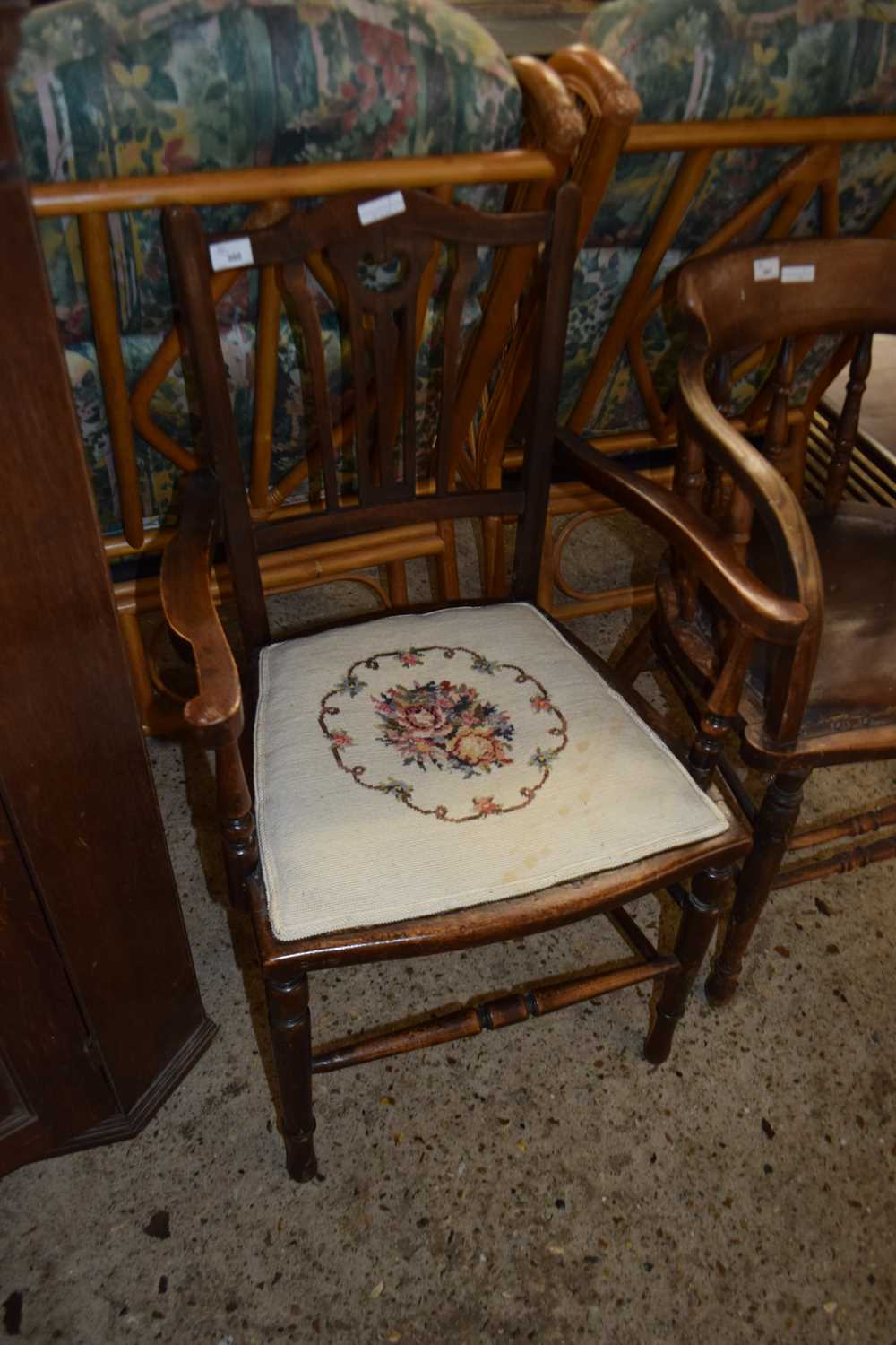 Lot 300 - LATE 19TH CENTURY TAPESTRY SEATED ARMCHAIR