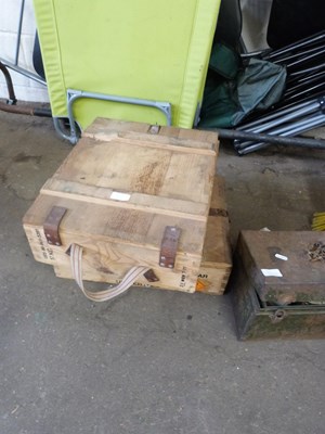 Lot 911 - TWO VINTAGE WOODEN PACKING CASES AND A...