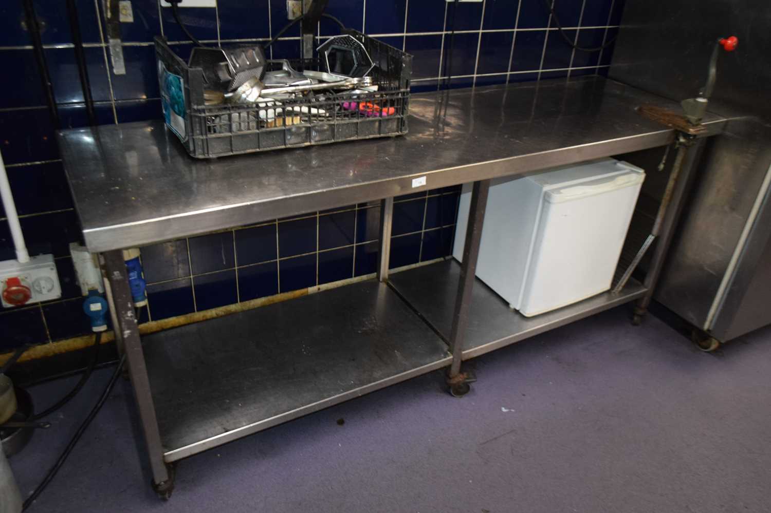 Lot 15 - Stainless steel work station, width 200 cm,...