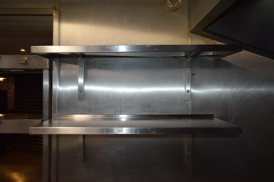 Lot 27 - Two stainless steel shelves, width 90 cm,...