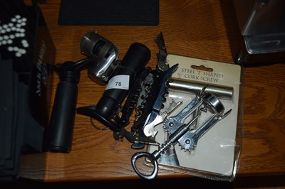 Lot 78 - Mixed lot of wine toppers, corkscrews, bottle...