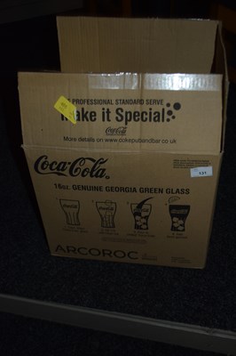 Lot 131 - Box containing 14 branded Coca Cola 16oz glasses