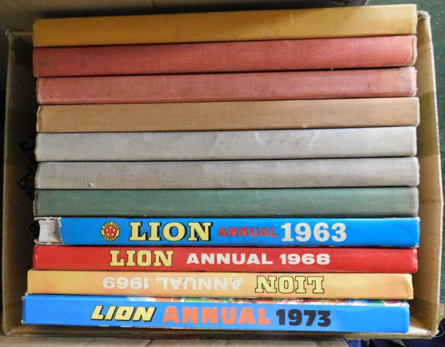Lot 83 - One box: Lion annual, 11 assorted vols, 1954-73