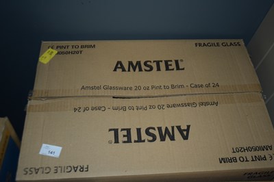 Lot 141 - Box containing 12 branded Amstel pint glasses