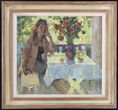Lot 138 - Ukranian, contemporary, a seated figure sat at...