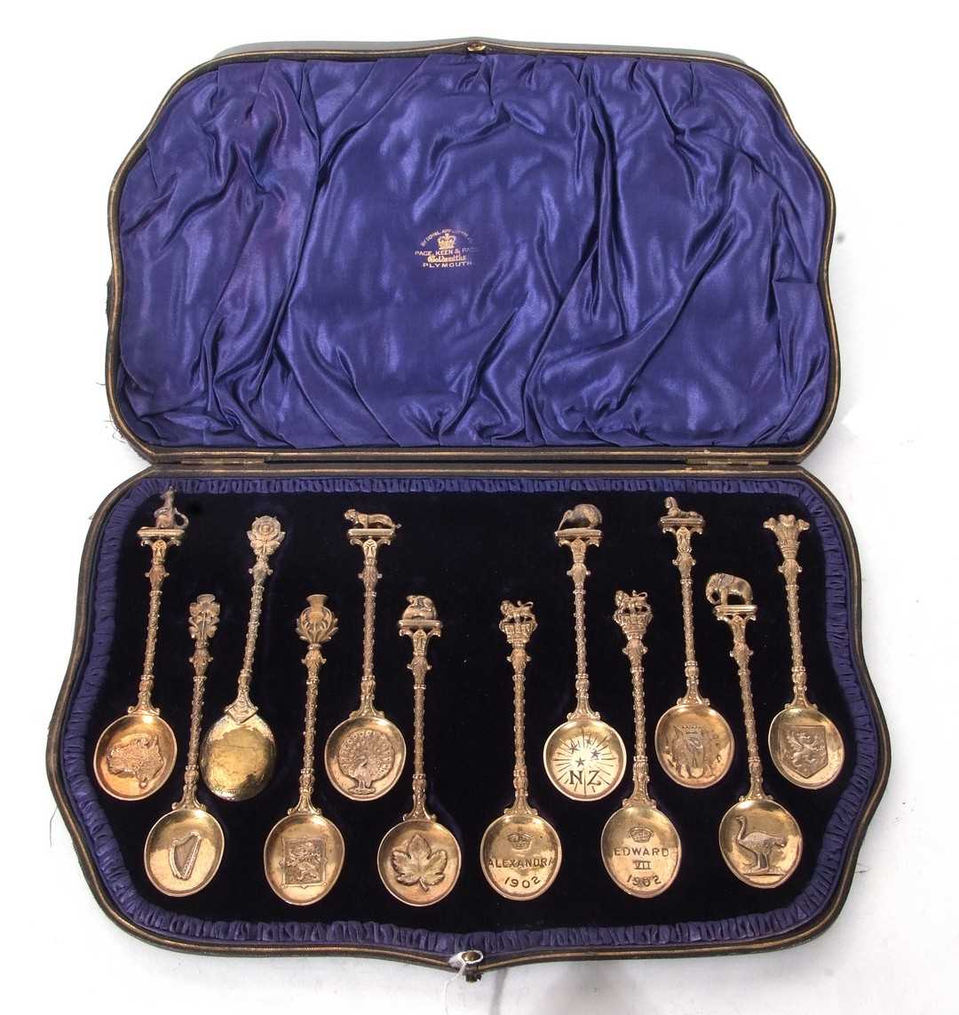 Lot 106 - Unusual set of 12 Edward VII silver gilt...