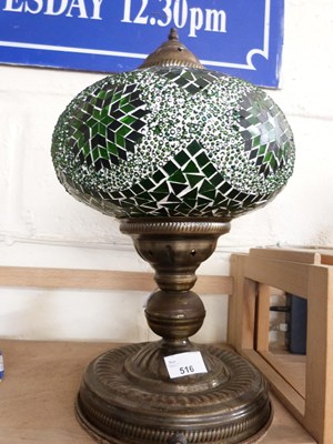 Lot 516 - TABLE LAMP WITH GLASS MOSAIC SHADE