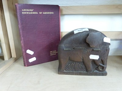 Lot 528 - HARDWOOD ELEPHANT FORMED CIGARETTE BOX...