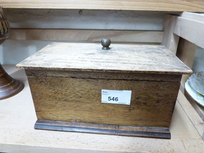 Lot 546 - SMALL WOODEN BOX MARKED TO THE INTERIOR '...