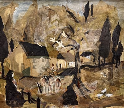 Lot 82 - British School, Landscape with staffage, mixed...