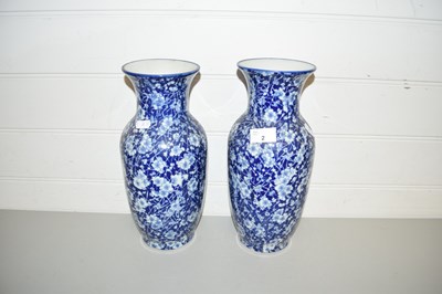 Lot 2 - PAIR OF IRON STONE BLUE AND WHITE VASES