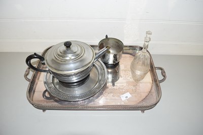 Lot 20 - MIXED LOT: SILVER PLATED SERVING TRAY AND...