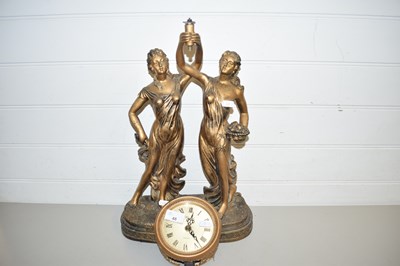 Lot 48 - 20TH CENTURY BRONZED COMPOSITION FIGURAL CLOCK...