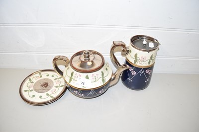 Lot 76 - FLORAL DECORATED TEAPOT WITH STAND AND...