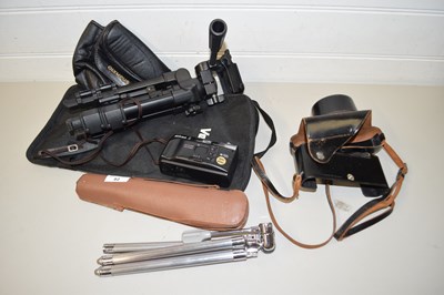 Lot 82 - MIXED LOT: NIKON CAMERA, TRIPODS AND OTHER ITEMS