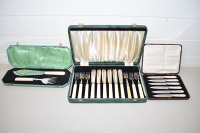 Lot 91 - THREE CASES OF CUTLERY TO INCLUDE FISH SERVERS