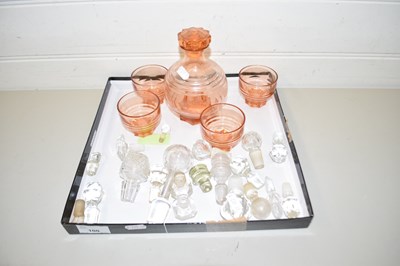 Lot 100 - GLASS SPIRIT DECANTER WITH GLASSES TOGETHER...
